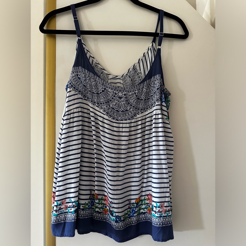 Cabi 796 Floral Striped Harlow Cami Top Size Medium